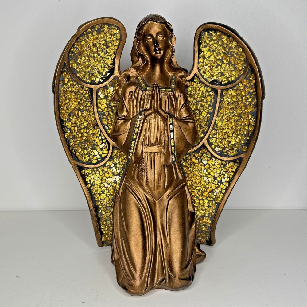 Roma Downey Collection Angel of Tidings and Joy Bronze Mosaic Wing Statue 14.5in